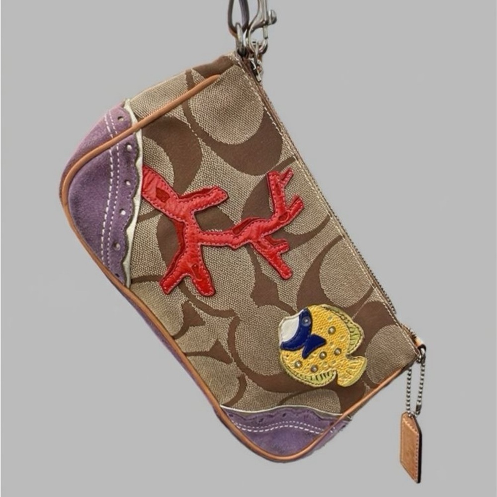 Coach Limited Edition Fish Appliqué Suede/Canvas Demi Bag H05Q-1491 - Picture 2 of 7